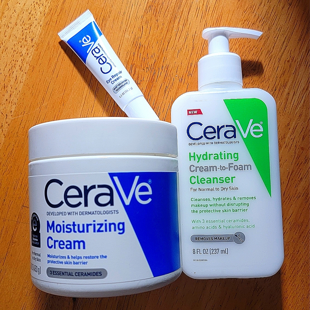 CeraVe trio - moisturizer, eye cream, cleanser